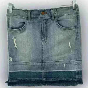 J Brand | Distressed Frayed Hem Blue Jean Medium to dark Wash Mini Skirt Sz 27 4